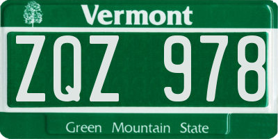 VT license plate ZQZ978