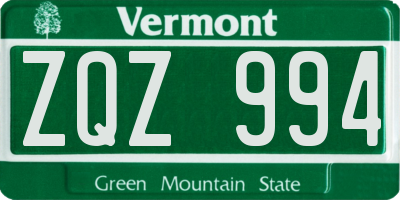 VT license plate ZQZ994