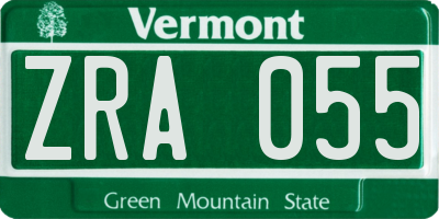 VT license plate ZRA055