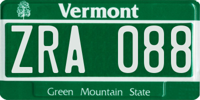 VT license plate ZRA088