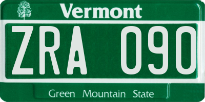 VT license plate ZRA090