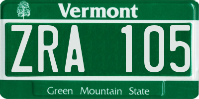 VT license plate ZRA105