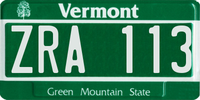 VT license plate ZRA113