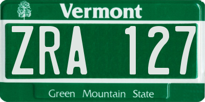 VT license plate ZRA127