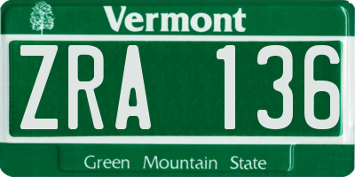 VT license plate ZRA136