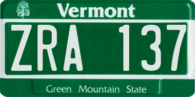 VT license plate ZRA137