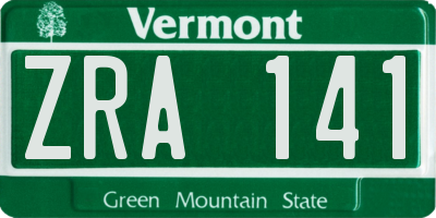 VT license plate ZRA141