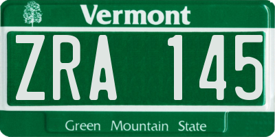 VT license plate ZRA145