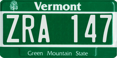 VT license plate ZRA147