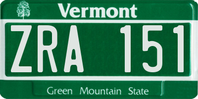 VT license plate ZRA151