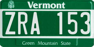 VT license plate ZRA153