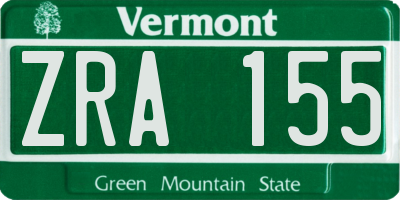 VT license plate ZRA155