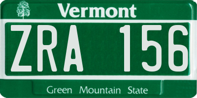 VT license plate ZRA156