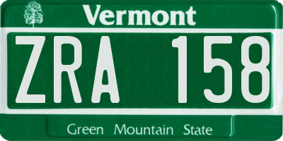 VT license plate ZRA158