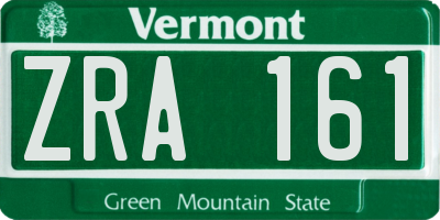VT license plate ZRA161