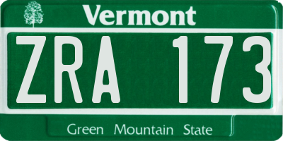 VT license plate ZRA173