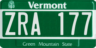 VT license plate ZRA177