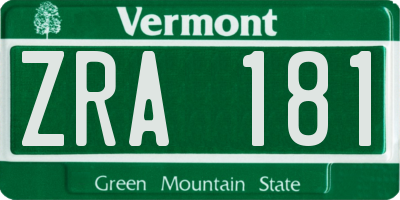 VT license plate ZRA181