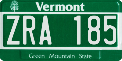 VT license plate ZRA185