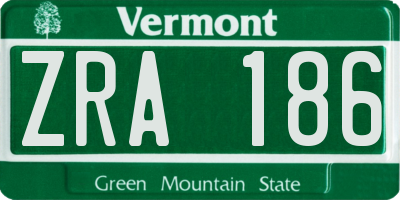 VT license plate ZRA186