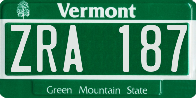 VT license plate ZRA187