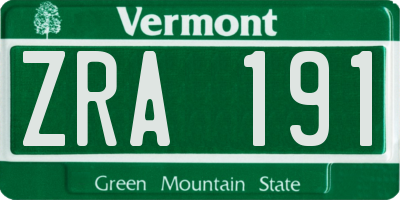 VT license plate ZRA191