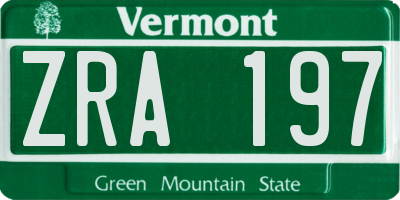 VT license plate ZRA197