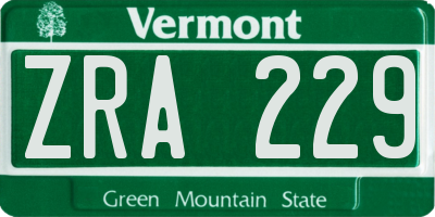 VT license plate ZRA229
