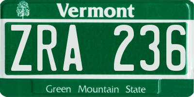 VT license plate ZRA236