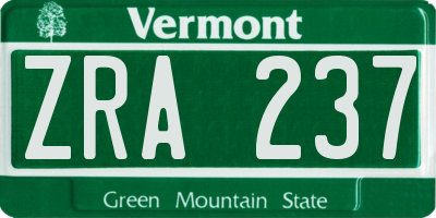 VT license plate ZRA237