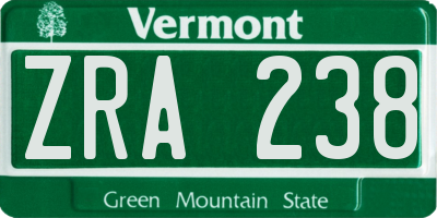 VT license plate ZRA238