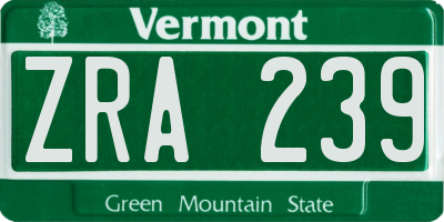 VT license plate ZRA239
