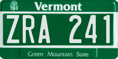 VT license plate ZRA241