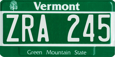 VT license plate ZRA245