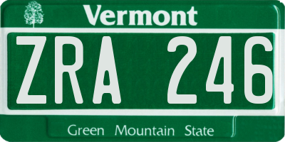 VT license plate ZRA246