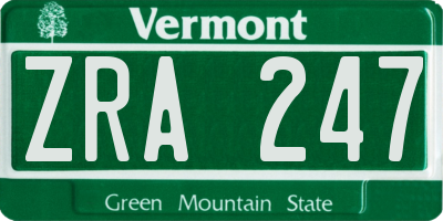 VT license plate ZRA247
