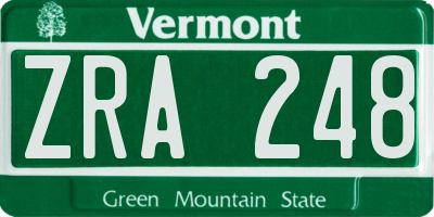 VT license plate ZRA248