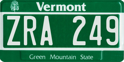 VT license plate ZRA249
