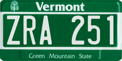 VT license plate ZRA251