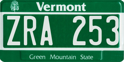VT license plate ZRA253