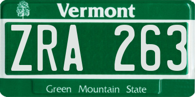 VT license plate ZRA263