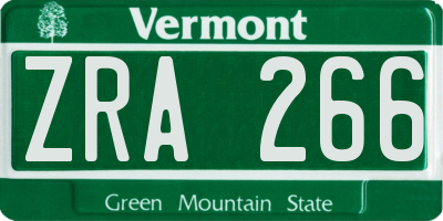 VT license plate ZRA266
