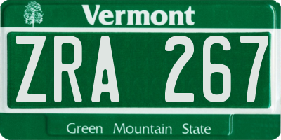 VT license plate ZRA267