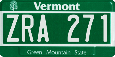 VT license plate ZRA271