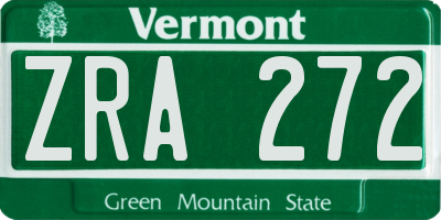 VT license plate ZRA272