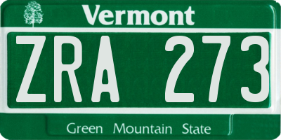 VT license plate ZRA273