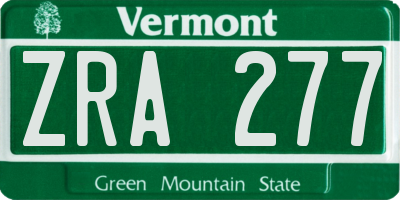 VT license plate ZRA277