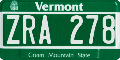 VT license plate ZRA278