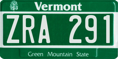 VT license plate ZRA291