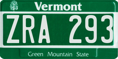 VT license plate ZRA293